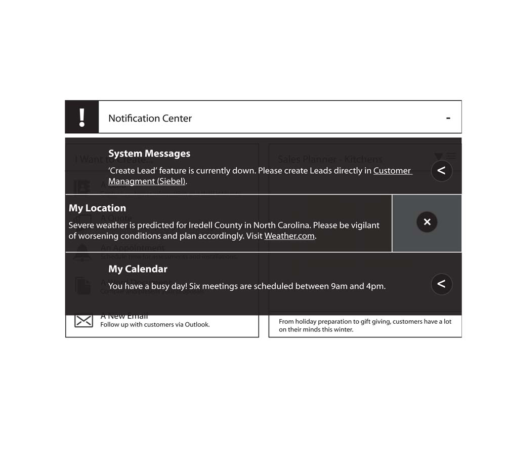 Notification Wireframe